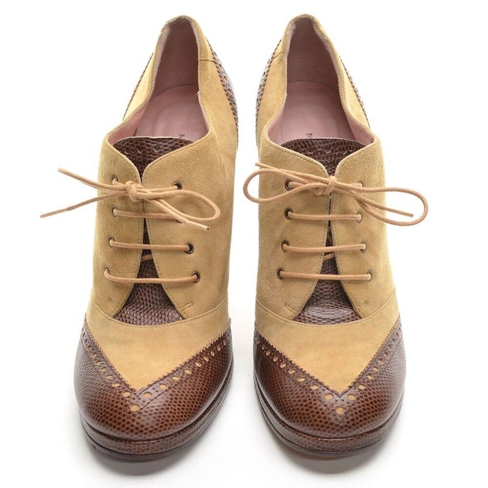 Marc Jacobs Brown Perforated Lace Up Booties Pumps 40.5 - Picture 3 of 6